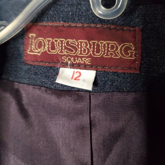 Louisburg Square Vintage Women's Blue Wool Double Breasted Blazer, 12 - Picture 2 of 4
